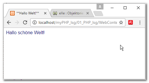 Hallo Welt, View, PHP