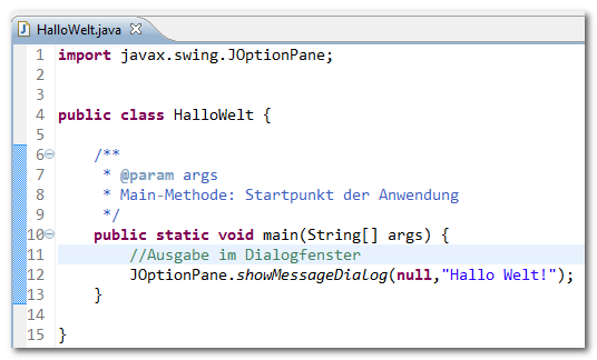 Hallo Welt, Lösung, Java