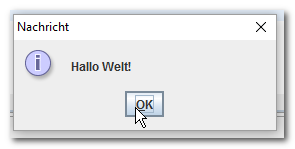 Hallo Welt, View (im Dialogfenster), Java