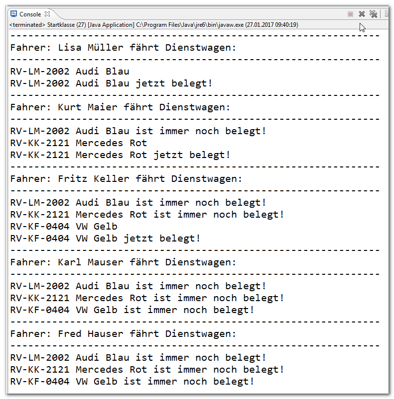 Assoziationen, Dienstwagen, N:M, UNIT-Test