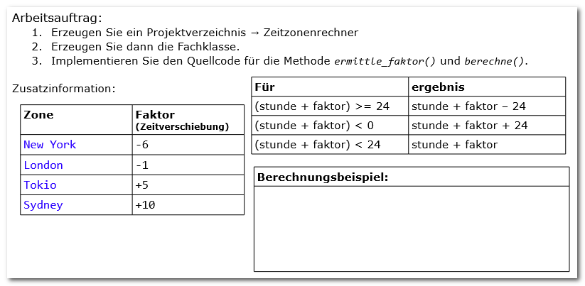 Aufgabe, Zeitzonenrechner, Info