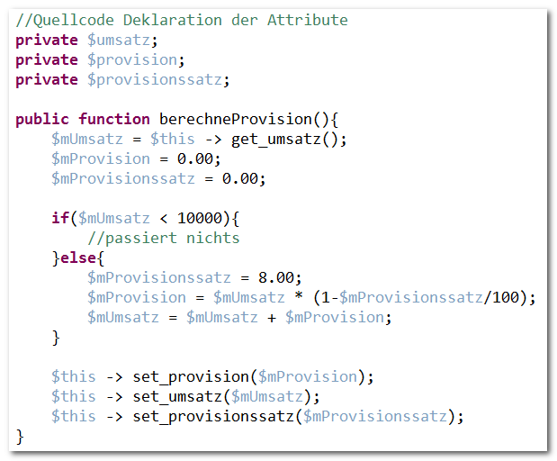 berechneProvision,PHP