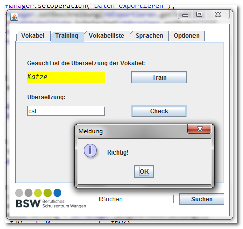 Vokabeltrainer Vokabeltraining kontrollieren