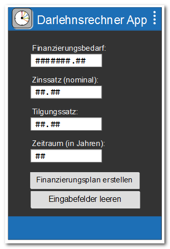 Mock-Up Darlehnsrechner