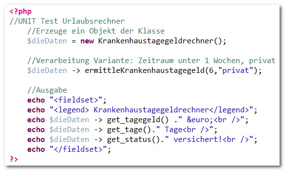 Unit-Test Krakenhaustagegeld ermitteln