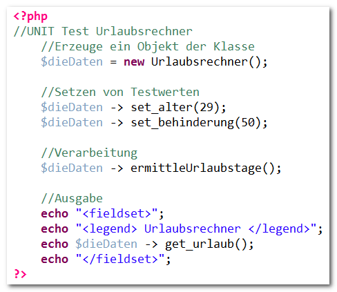 Unit-Test, Urlaub, PHP