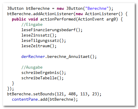 Darlehnsrechner, Berechne, Java