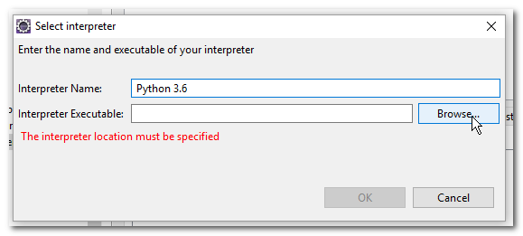 Eclipse, Python, Interpreter, Select