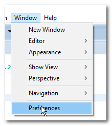 Eclipse, Window, Preferences