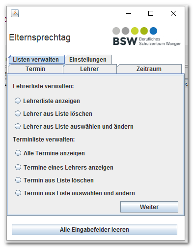 Elternsprechtag, Listen
