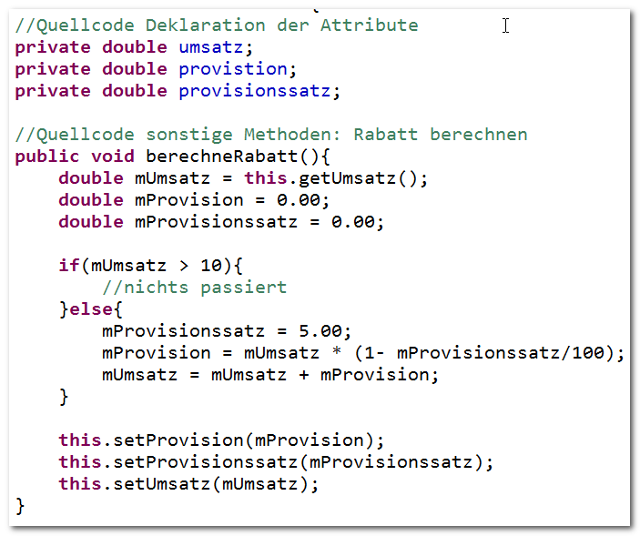 berechneProvision, Java