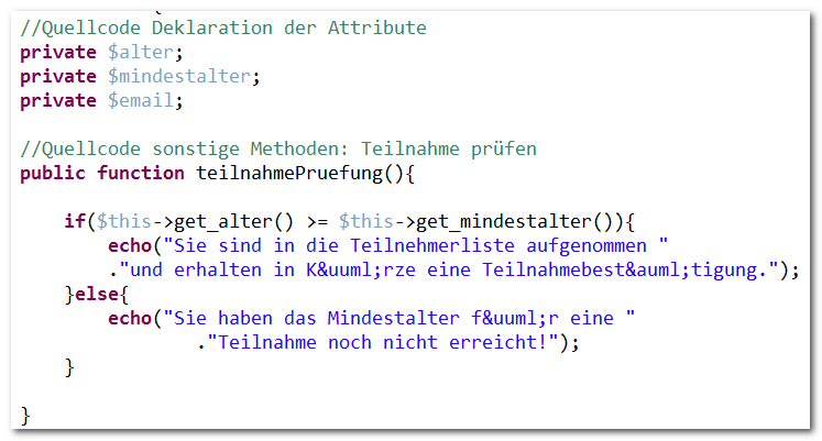 Teilnehmer prüfen, PHP