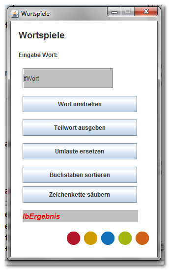 Wortspiele, Algorithmen, GUI