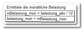 Darlehn, Belastung im Monat