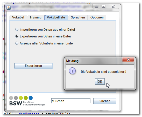 Vokabeltrainer Daten Exportieren