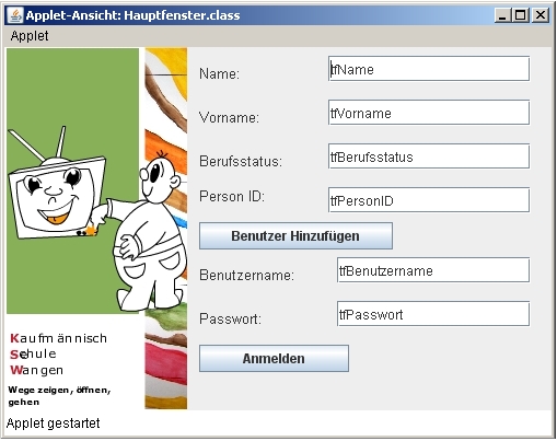 Benutzeroberfläche "Anmeldung an einem Produkt-Pflege-Systems eines Online-Shops" Benutzeroberfläche "Anmeldung an einem Produkt-Pflege-Systems eines Online-Shops"