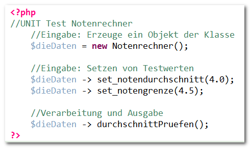 Unit Test, PHP, Durchschnitt prüfen