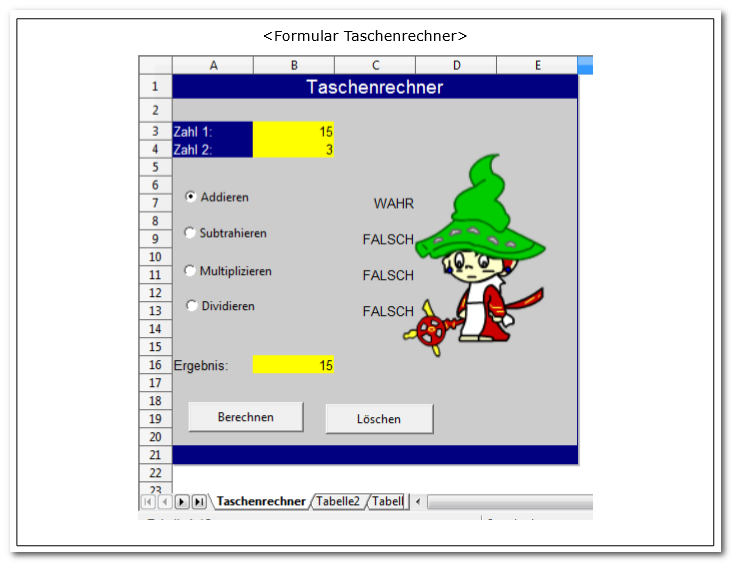 Formular Schaltflächen Taschenrechner