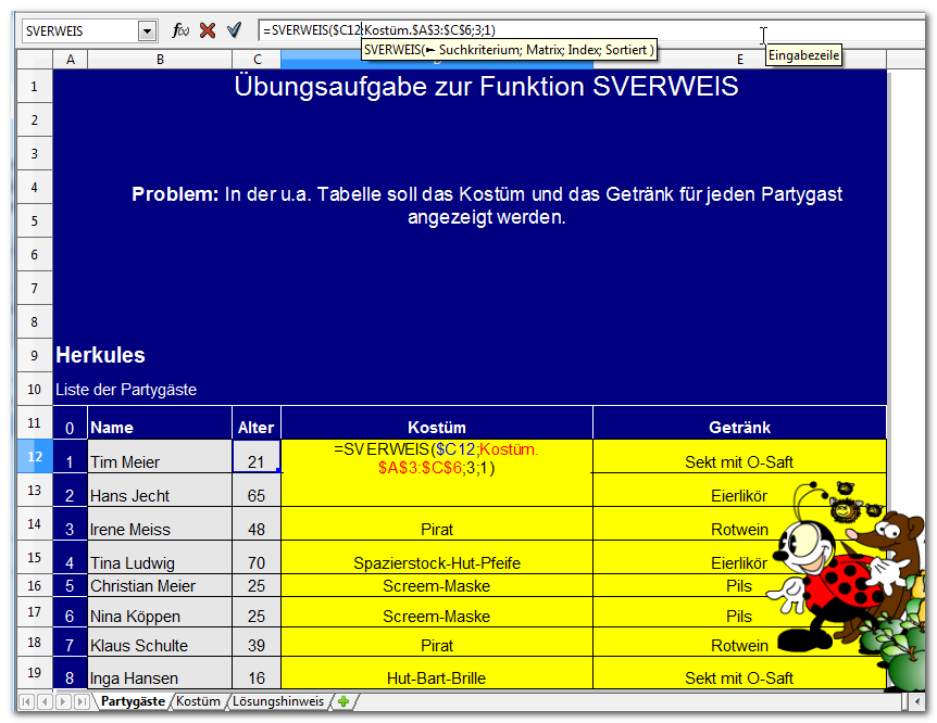 Suchfunktionen, SVERWEIS