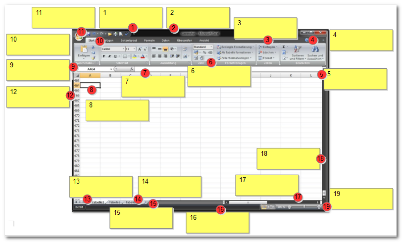 MS Excel Benutzeroberfläche beschriften